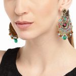 Multicoloured Gold Plated Dangler Drop Earrings